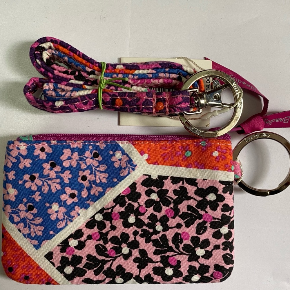 Vera Bradley zip id + lanyard set modern medley